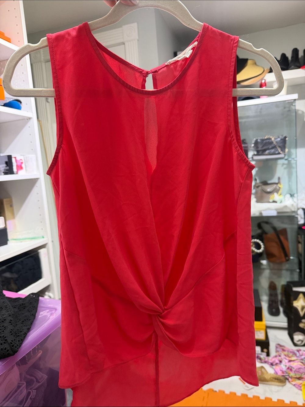 BCBGeneration Red Twist-Front Sleeveless Camisole